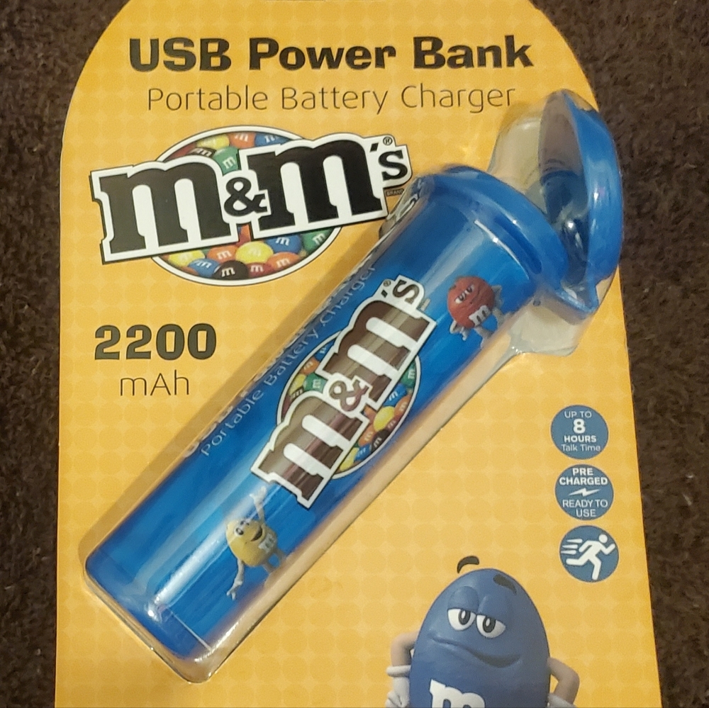 M & M's USB Power Bank Portable Battery Charger Blue M & M